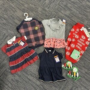 Lot New With Tags Top Paw Clothes 8 Pcs Dress Polo Christmas Head Bands Size M